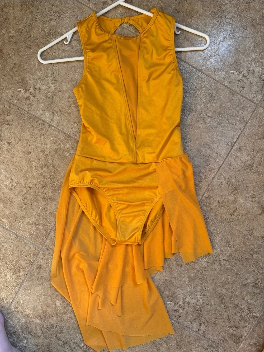 balera Gold Asymmetrical Mesh Dance Leotard
